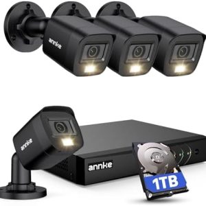 ANNKE 8CH H.265+ 3K Lite Wired Security Camera System with AI Human/Vehicle Detection, 4 x 1920TVL 2MP CCTV IP67 Cameras with Smart Dual Light for Outdoor Use, Color Night Vision, 1TB Hard Drive